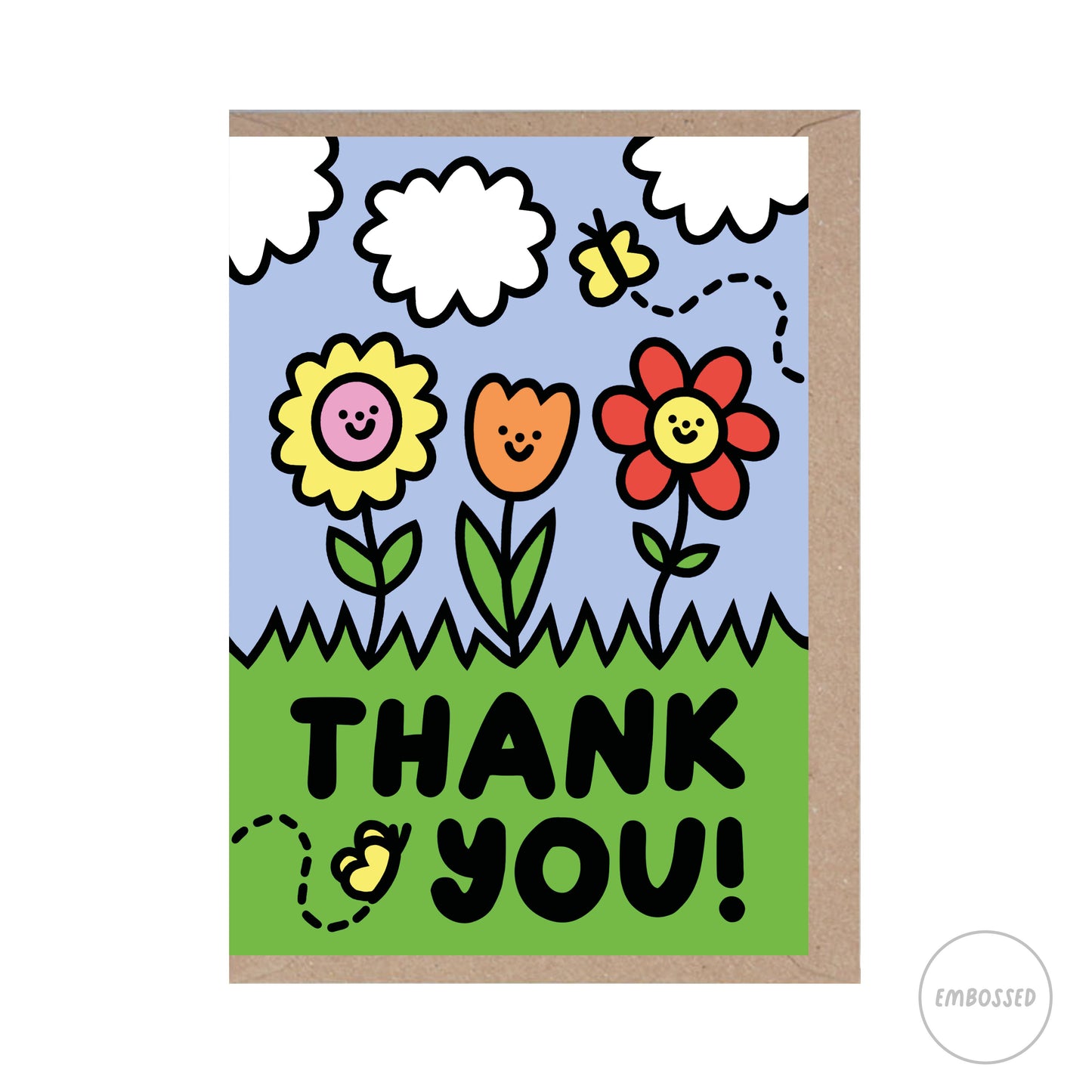 Thank You - Greeting Card - Cute - Thanks -  Flowers