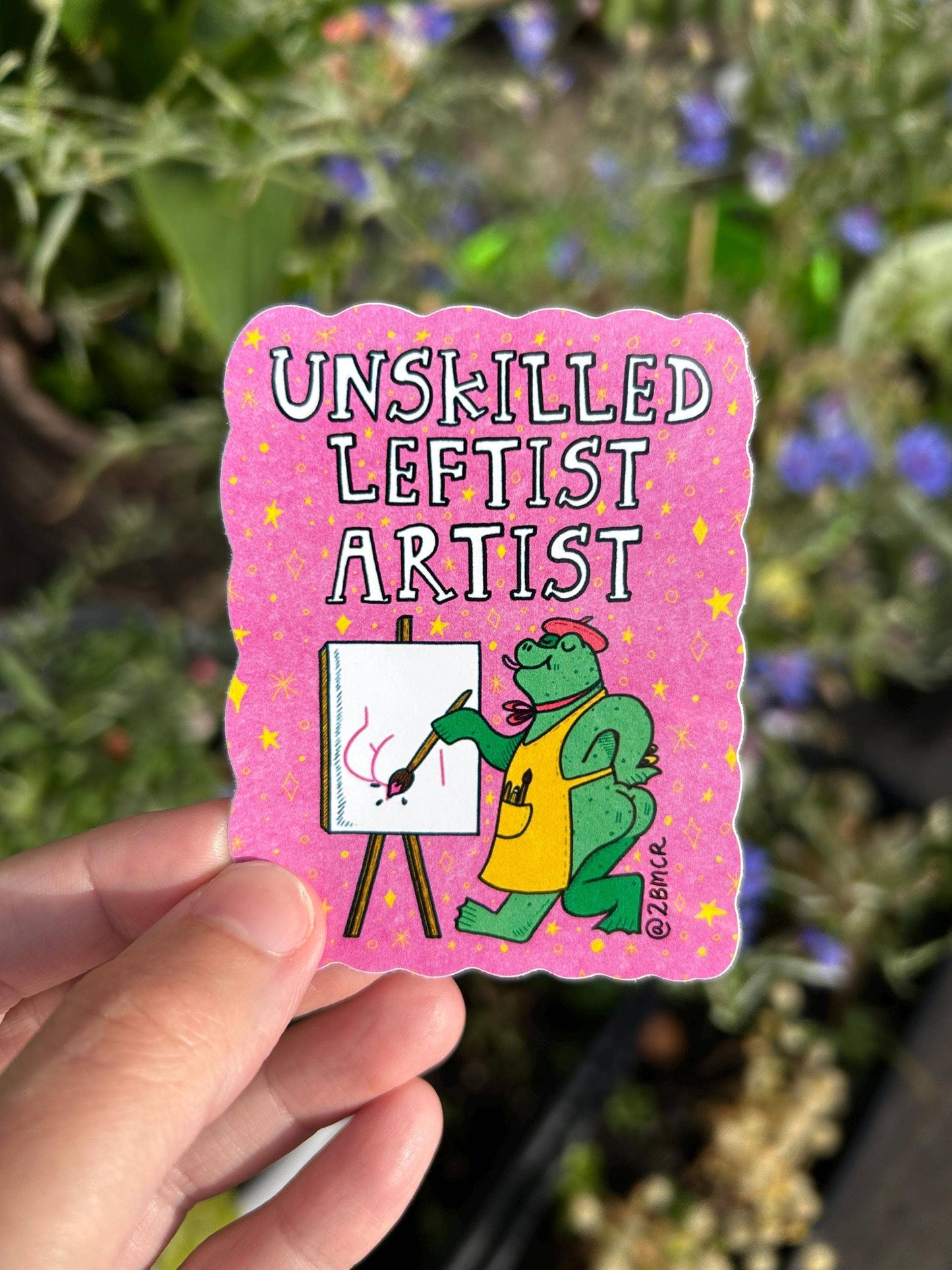 Unskilled Leftist Artist Vinyl Frog Art Sticker 6x8cm
