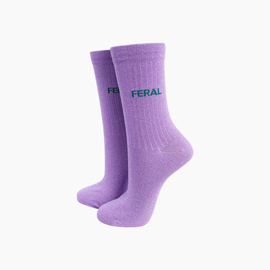 Feral Combed Cotton Glitter Socks in Lilac: UK 3-7 | EU 36-40 | US 5-9