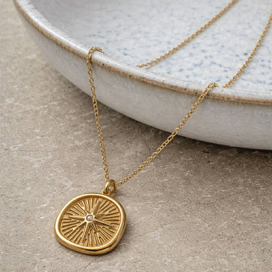 Tarnish Resistant Wax Seal Starburst  Necklace