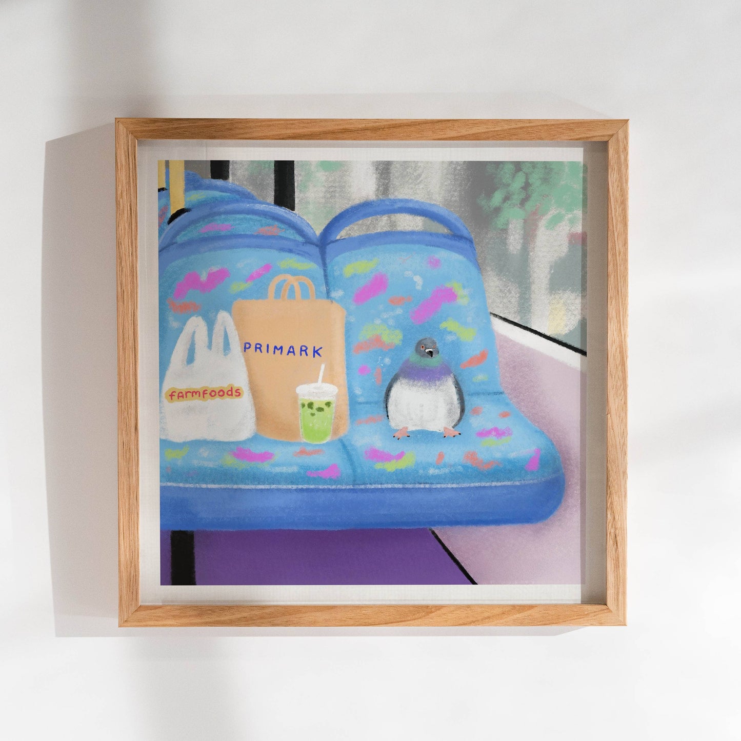 Pigeon Art Prints | 200mm x 200mm Wall Art: Pigeon In Bed