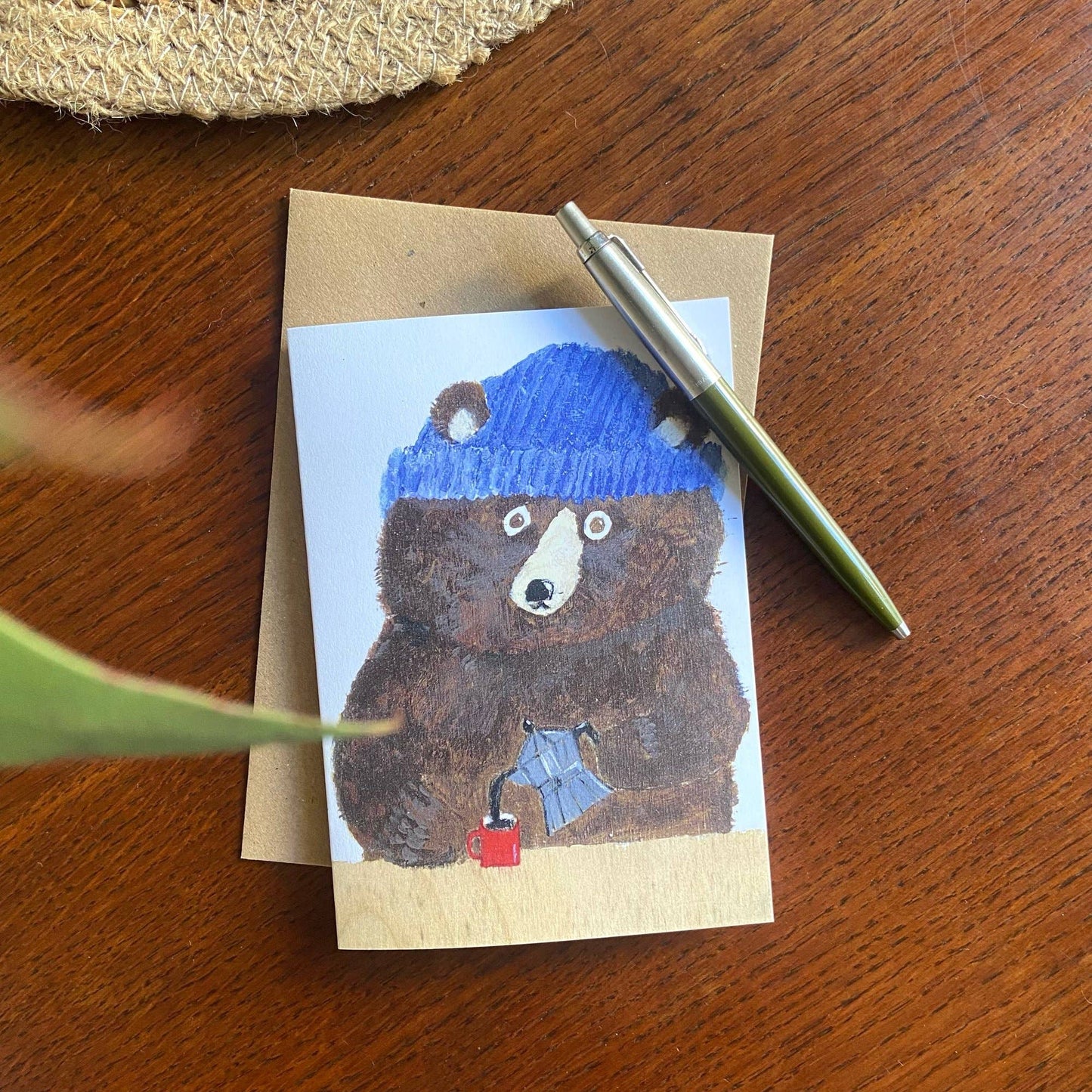 Greetings card -Blue beanie bear