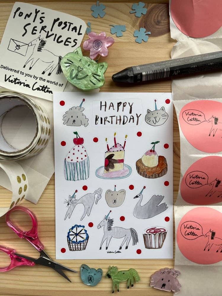 Happy birthday animal pals sticker sheet