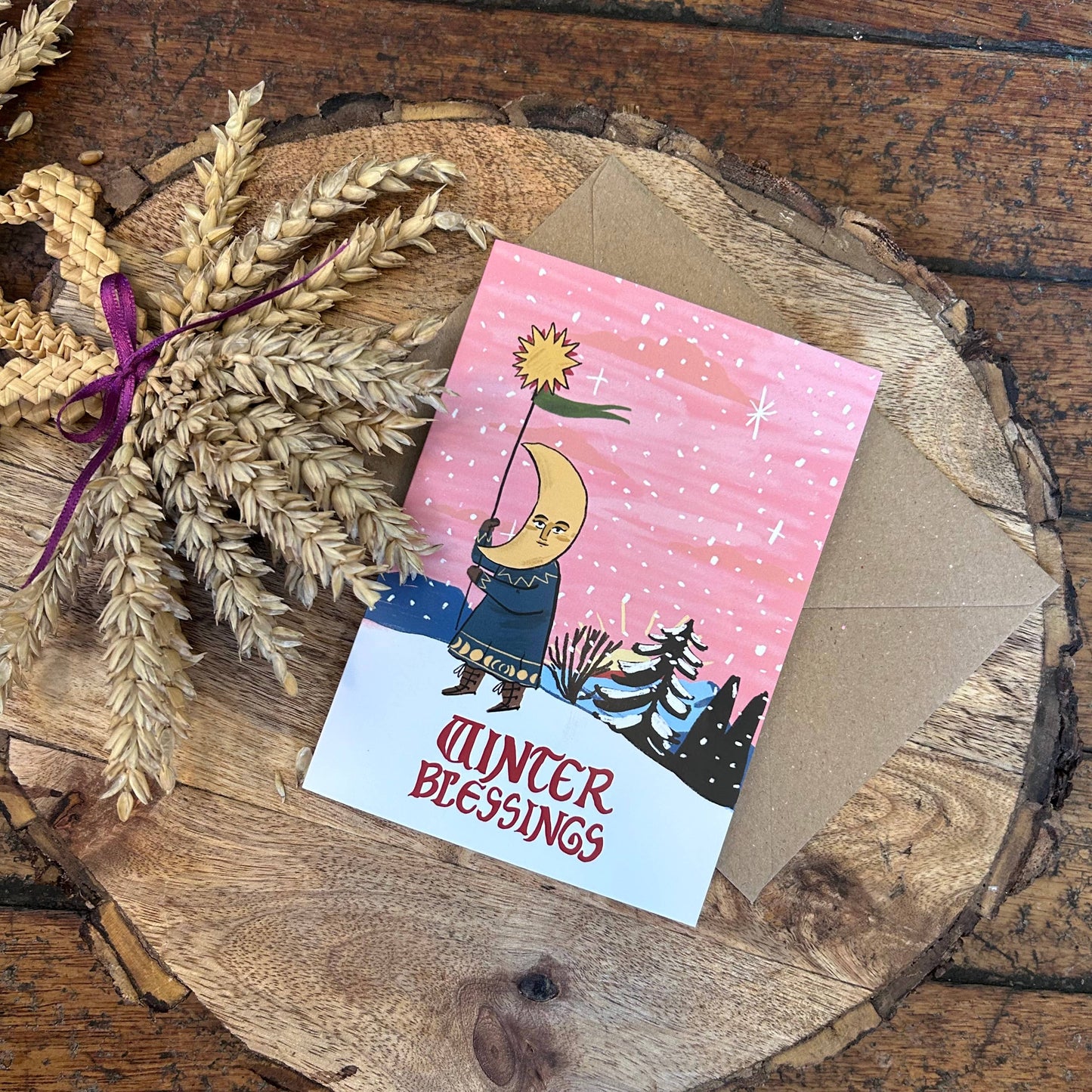 Winter blessings moon card