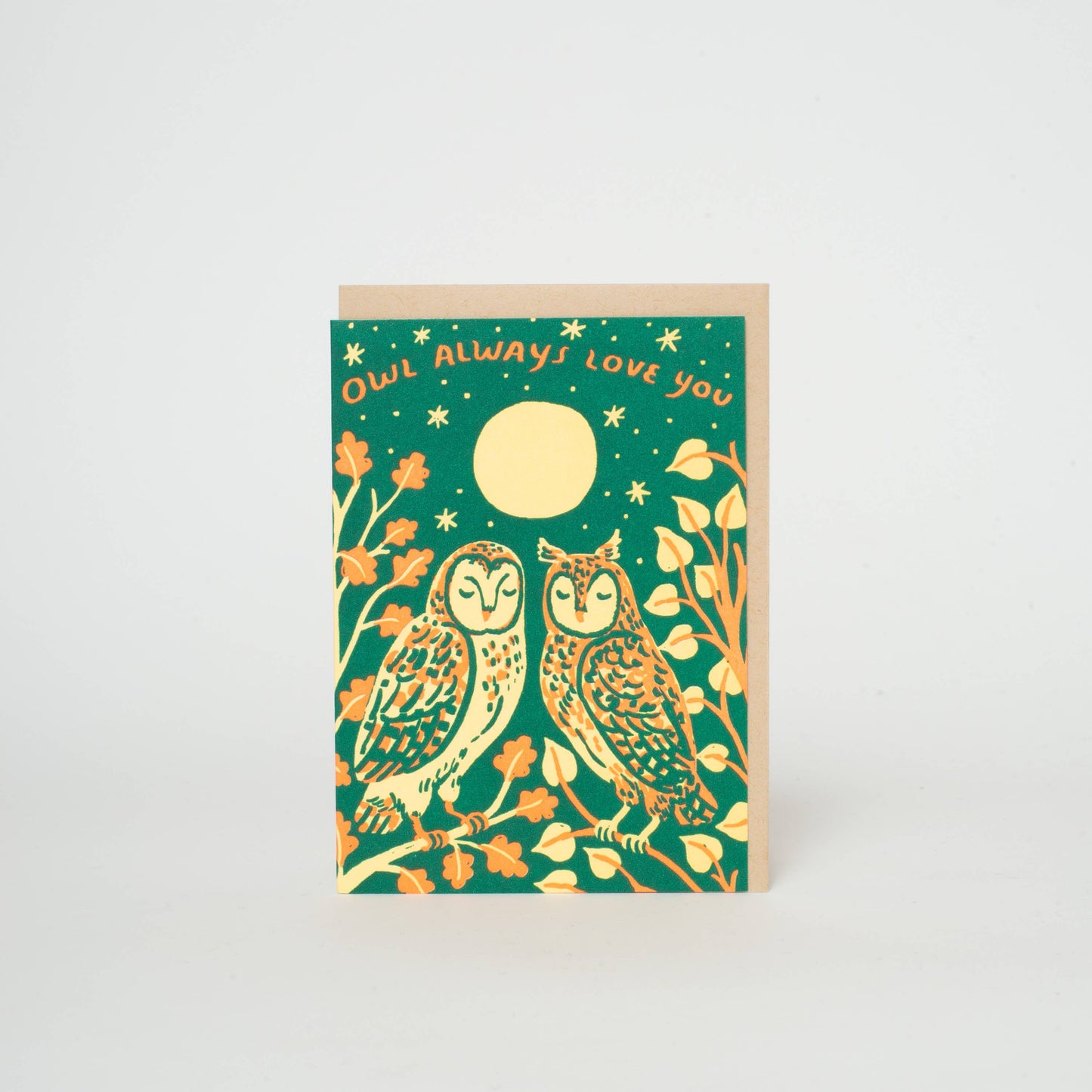 Owl Love Letterpress Greeting Card by Phoebe Wahl