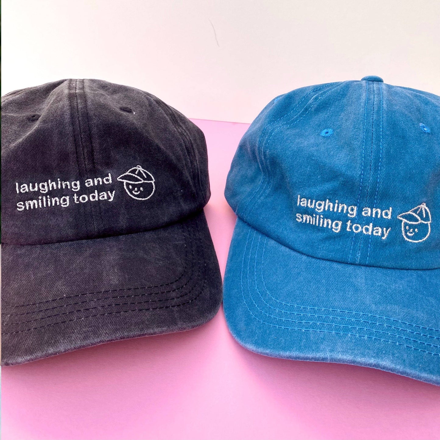 Laughing and Smiling Today Dad Cap: Pink