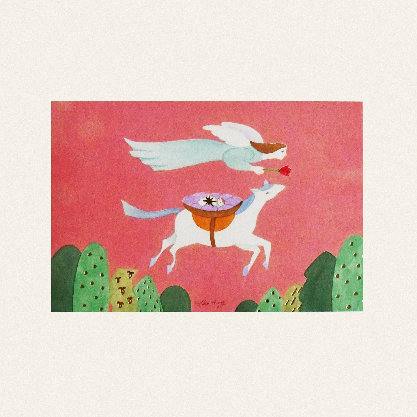 Yuka Hiragi Japanese illustrator Emboss Postcard - The day of birth
