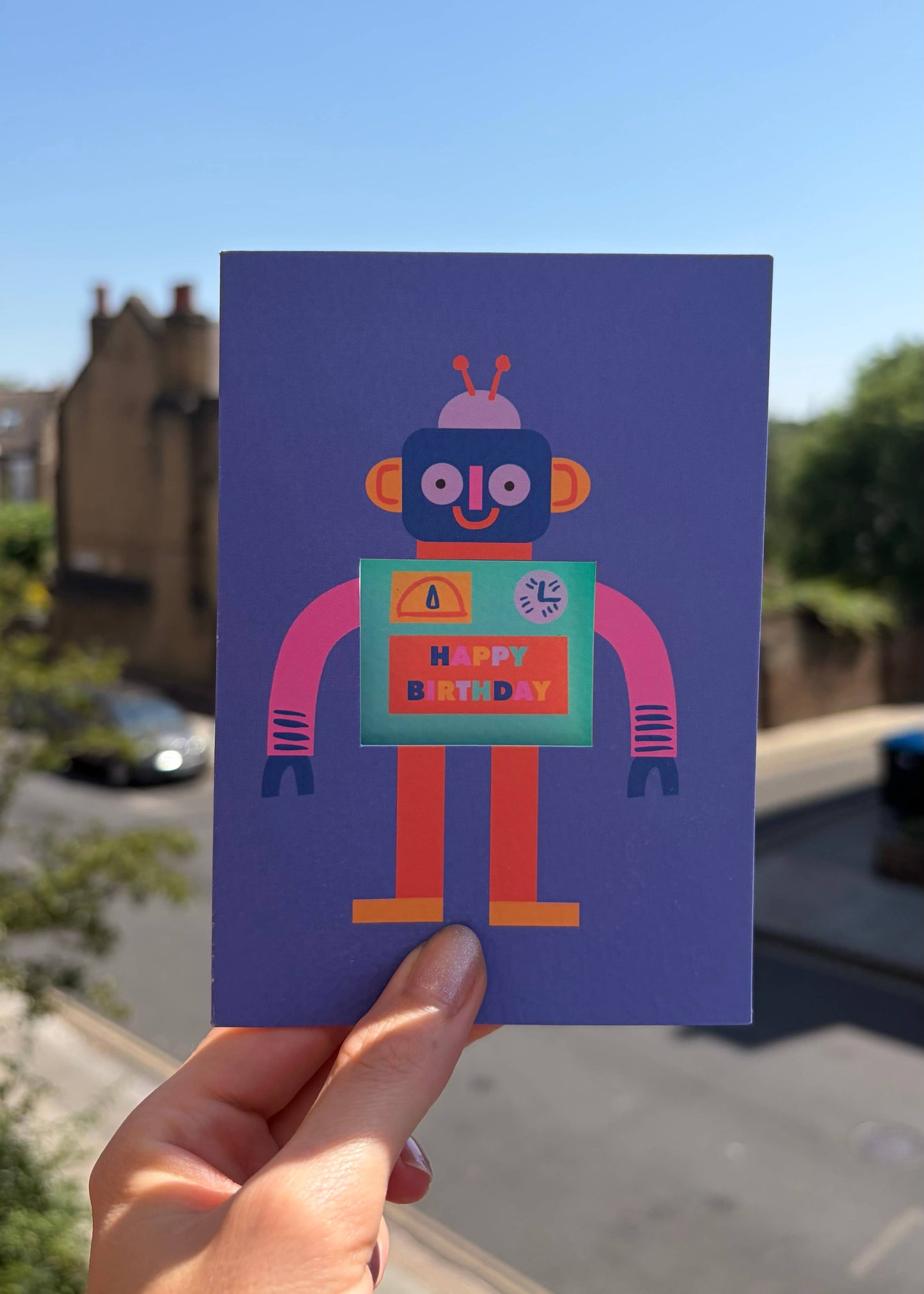 Robot Birthday Card - Die Cut