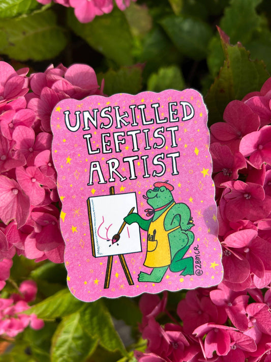 Unskilled Leftist Artist Vinyl Frog Art Sticker 6x8cm