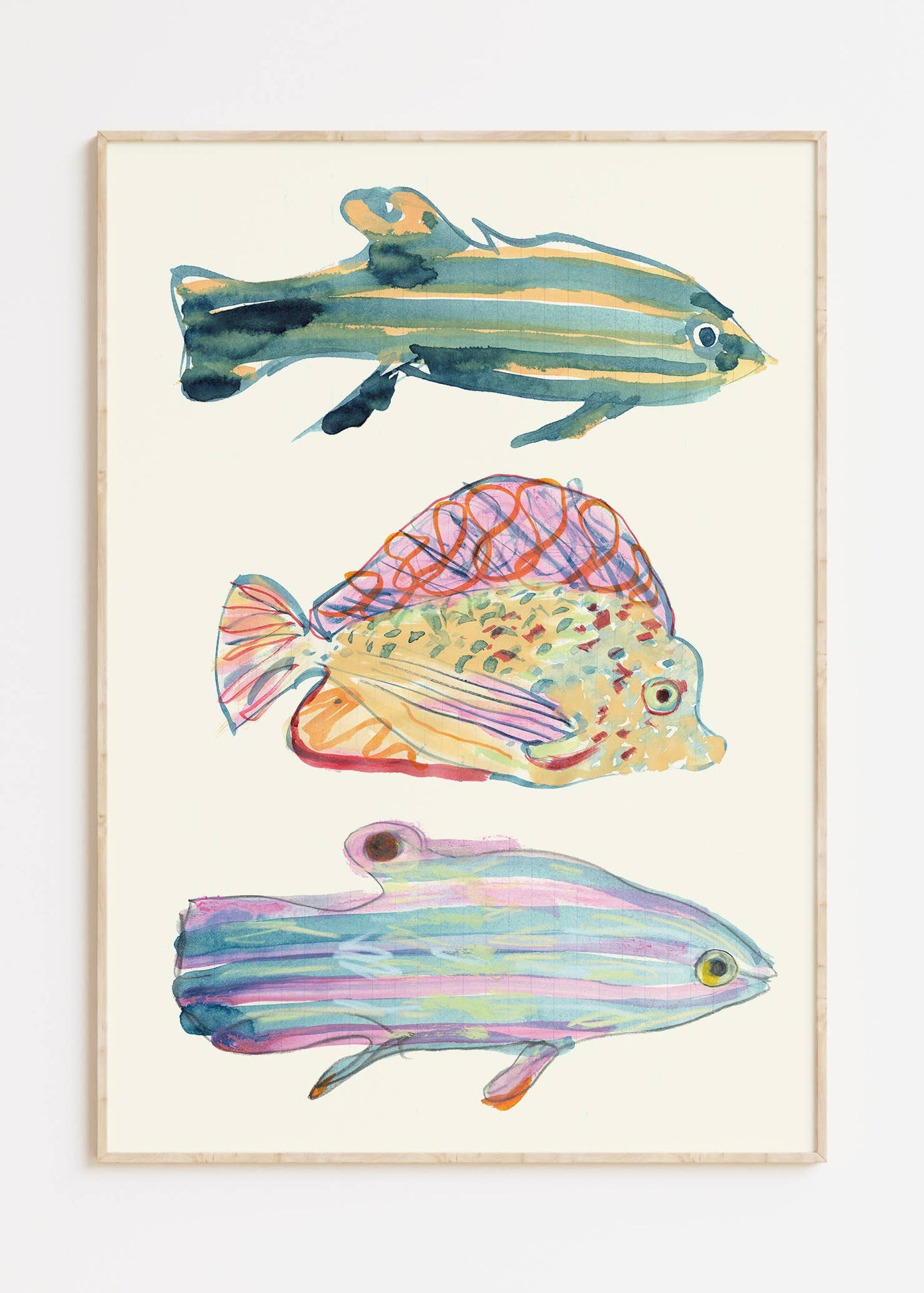Multicolour Fish Print: A4