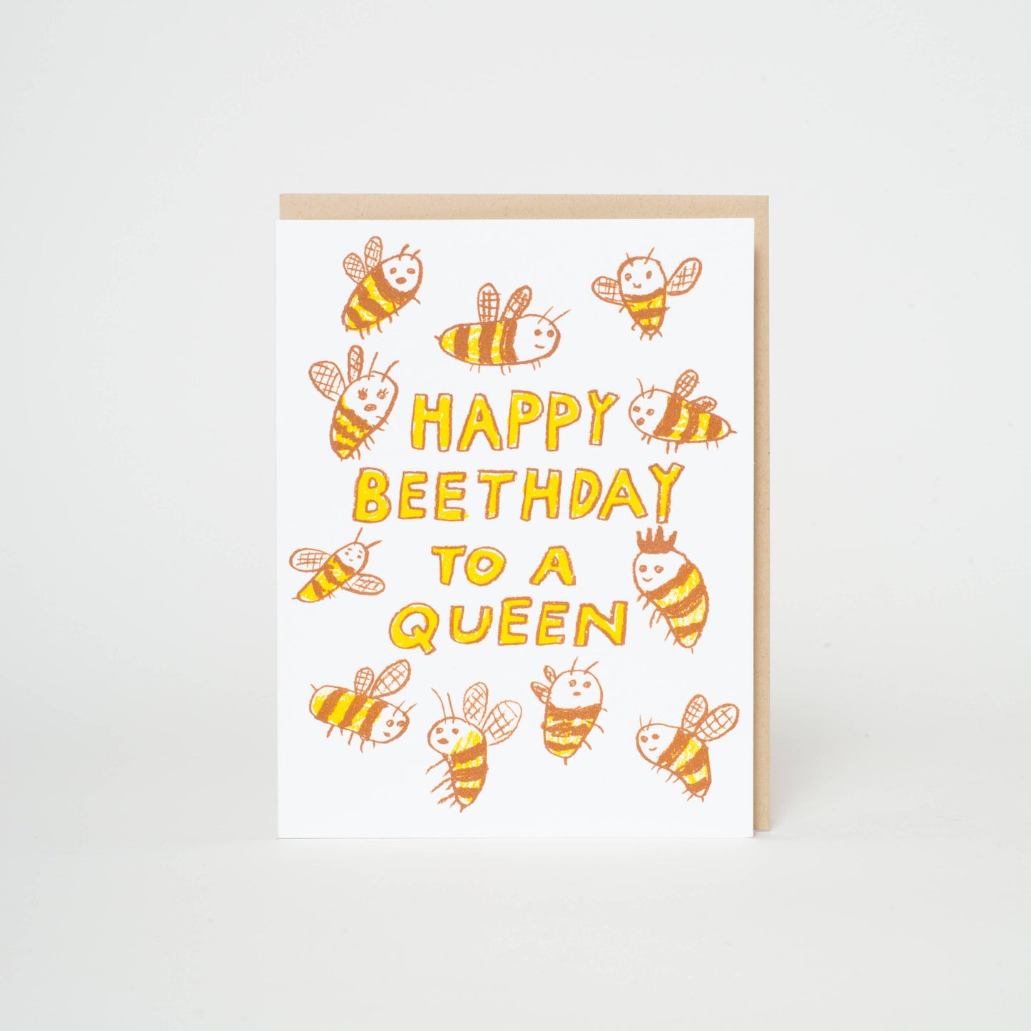 Bee Birthday Queen Letterpress Greeting Card