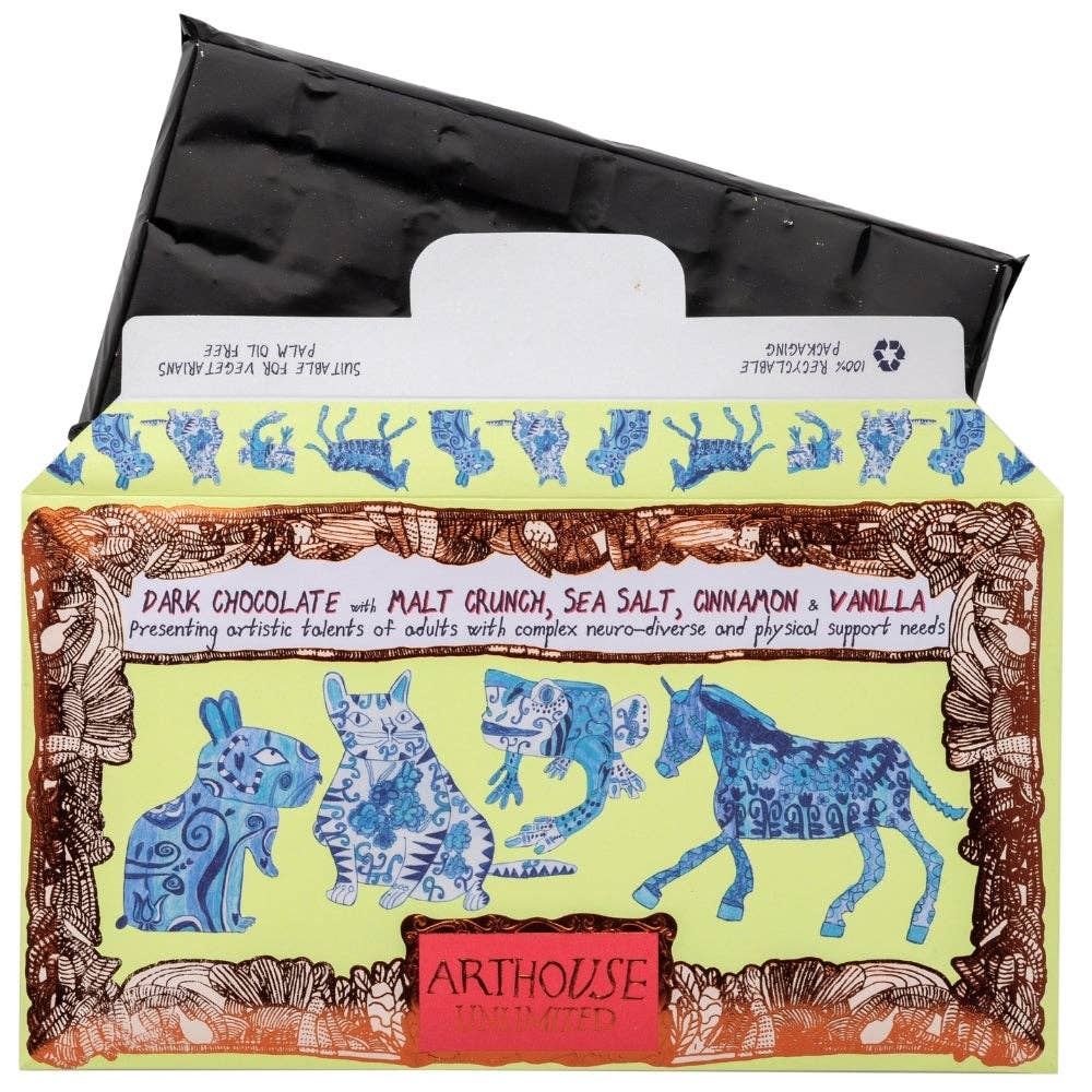 Magnificent & Mighty, Dark Chocolate with Malt Crunch, Sea Salt, Cinnamon and Vanilla