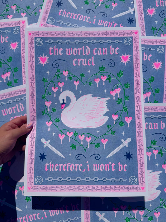 The World Can Be Cruel A3 Risograph Print