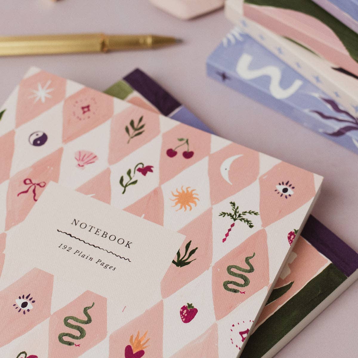 Blush Harlequin Notebook | Plain Page Journal | Notebooks