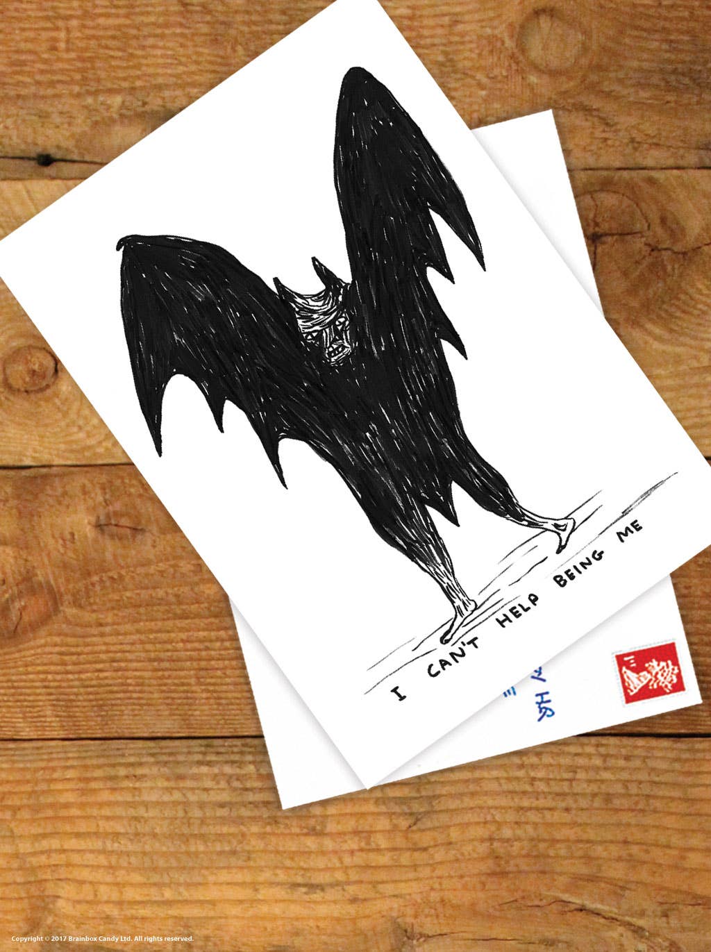 Funny A6 Art Postcard by David Shrigley Can’t Help Being Me