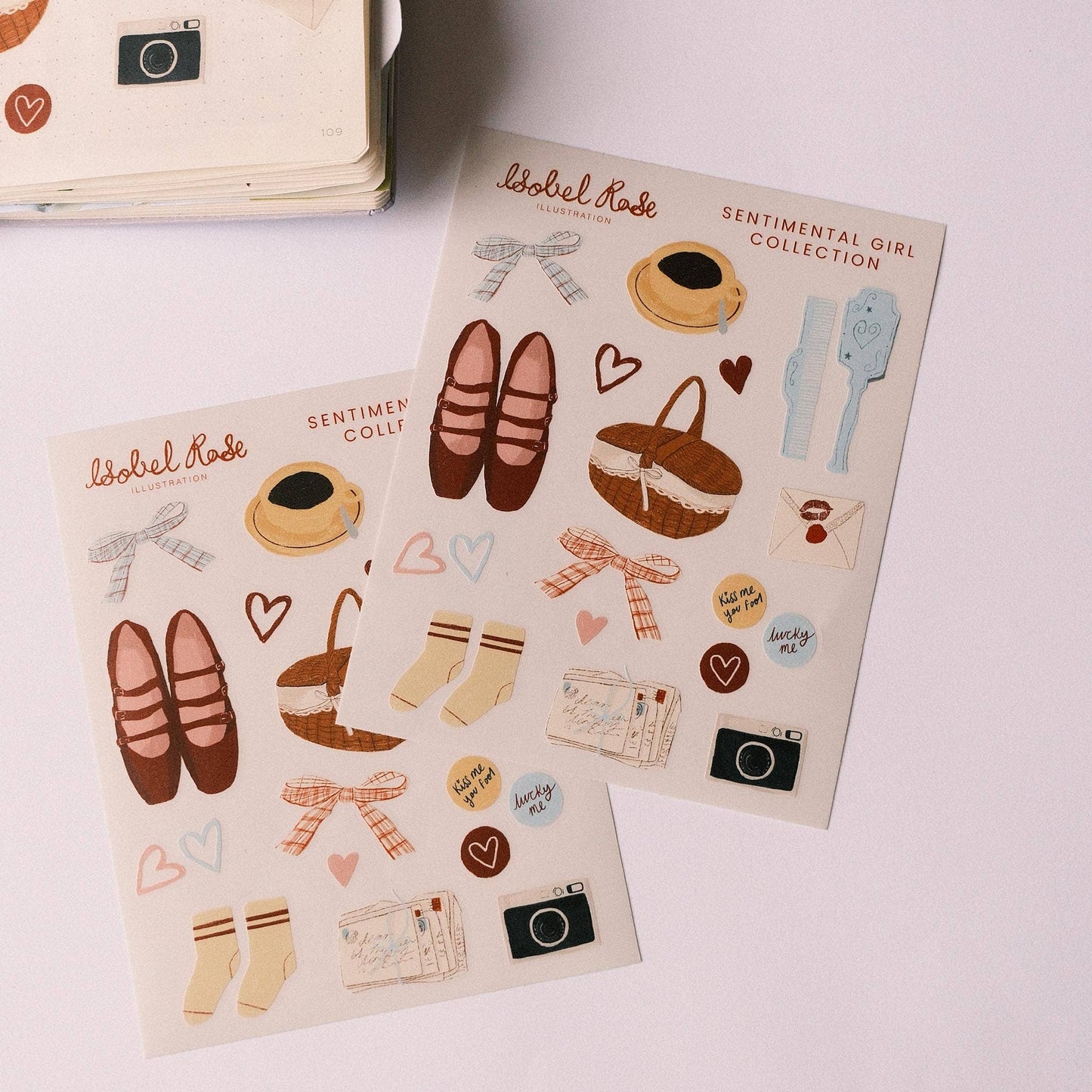 Sentimental Girl Illustrated Vinyl Sticker Sheet