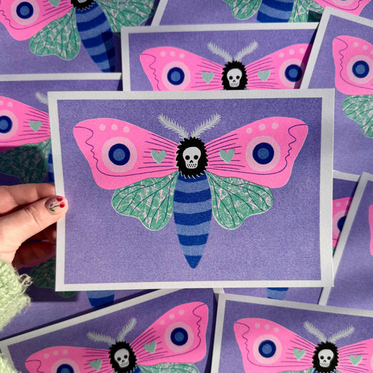 Death Moth A5 Risograph Print