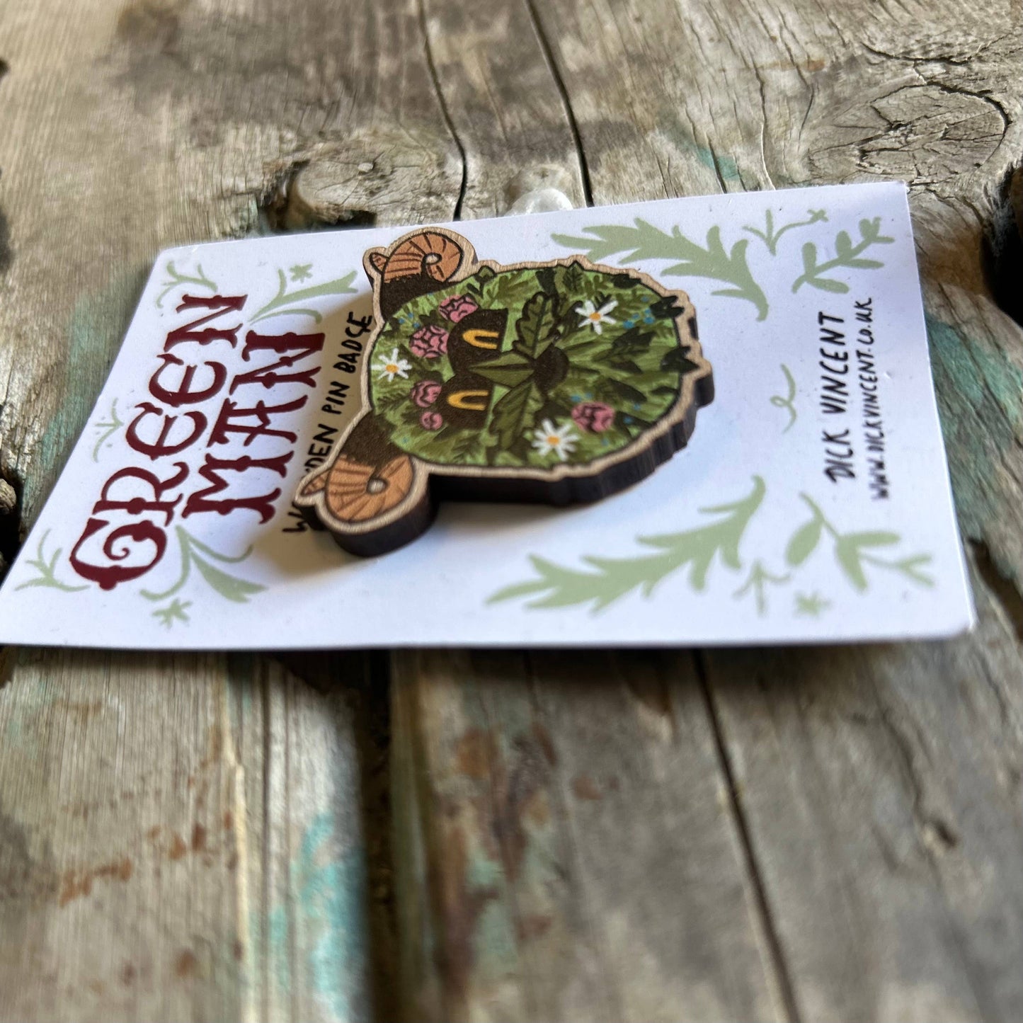 Green man pin 