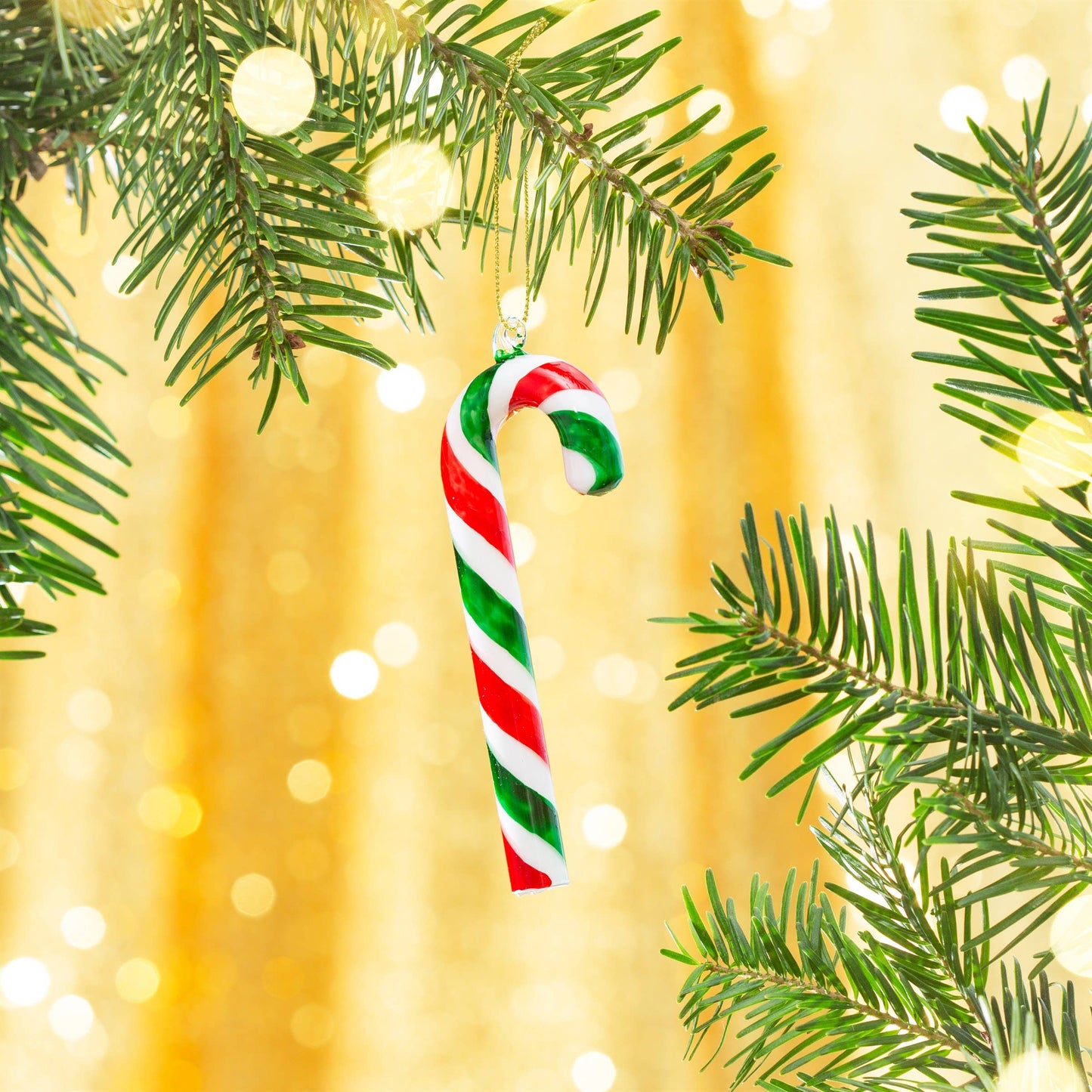 Green and Red Candy Cane Shaped Bauble