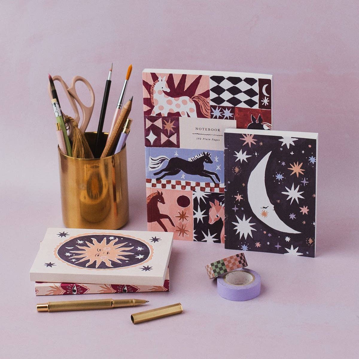 Sleeping Moon Pocket Notebook | Plain Page Mini Journal