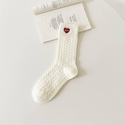 White Cotton Socks with Delicate Design - Cozy and Stylish: No.2