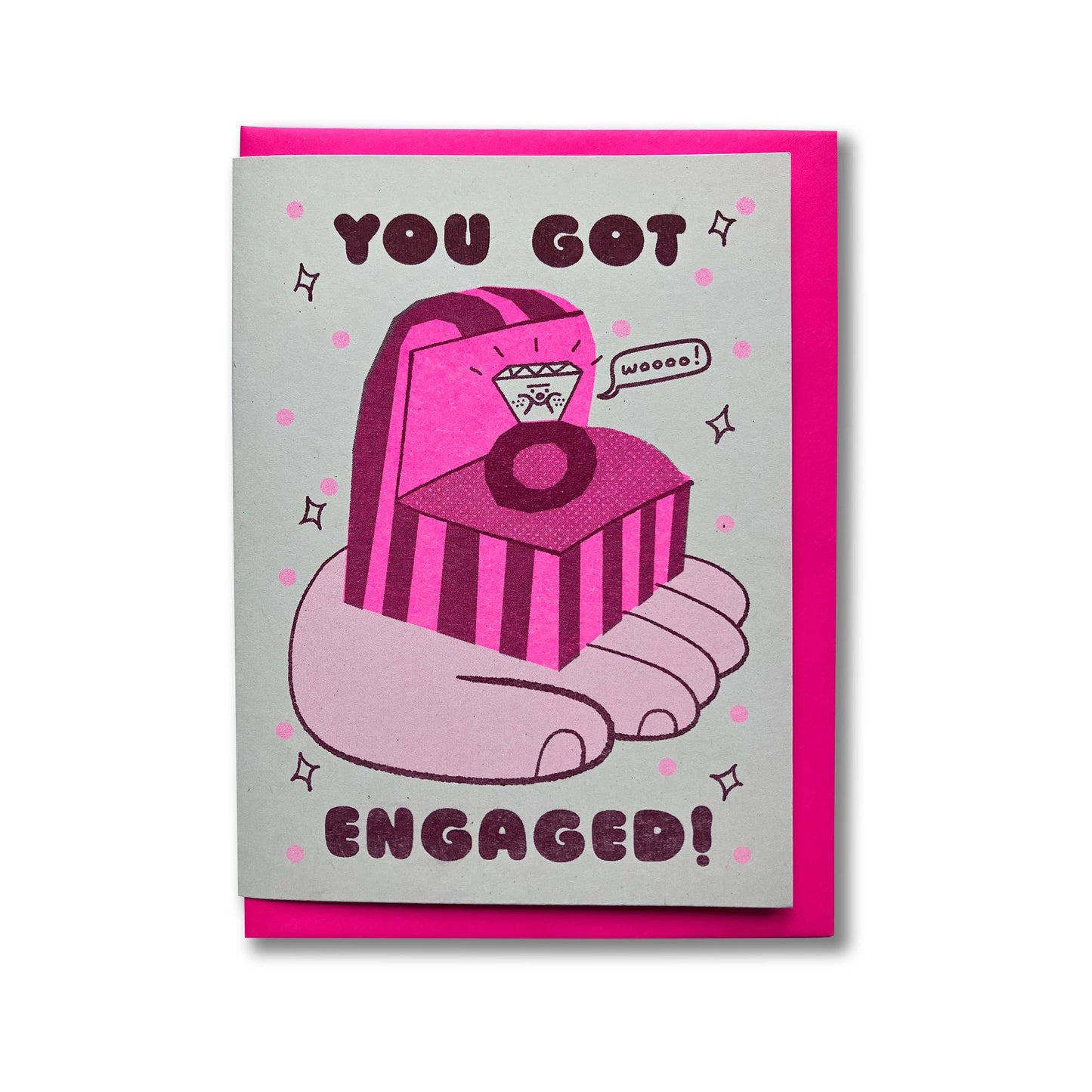 You got engaged! - A6 Riso Greetings Card  