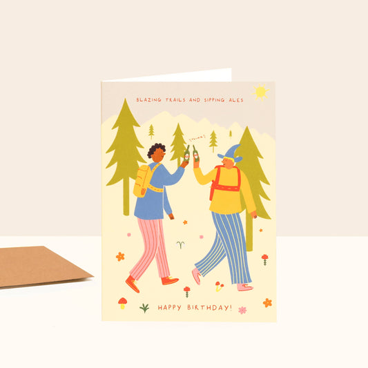 Blazing Trails, Sipping Ales Birthday Card