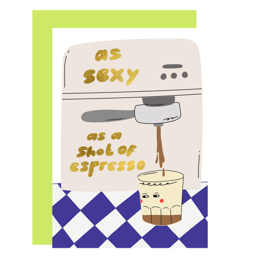 Shot of espresso, Valentine's day love and anniversary card