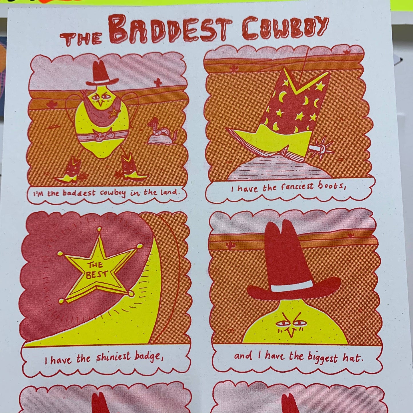 Baddest Cowboy Bitter Lemon Comic A4 Risograph Print