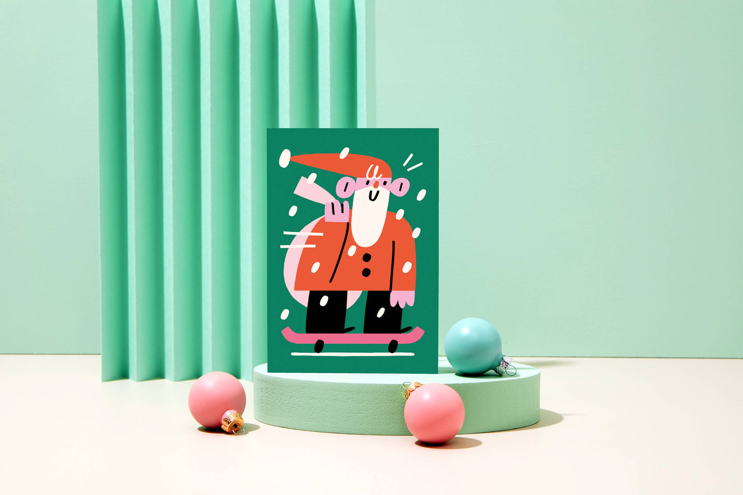 Skating Santa - Skateboard - Christmas Card