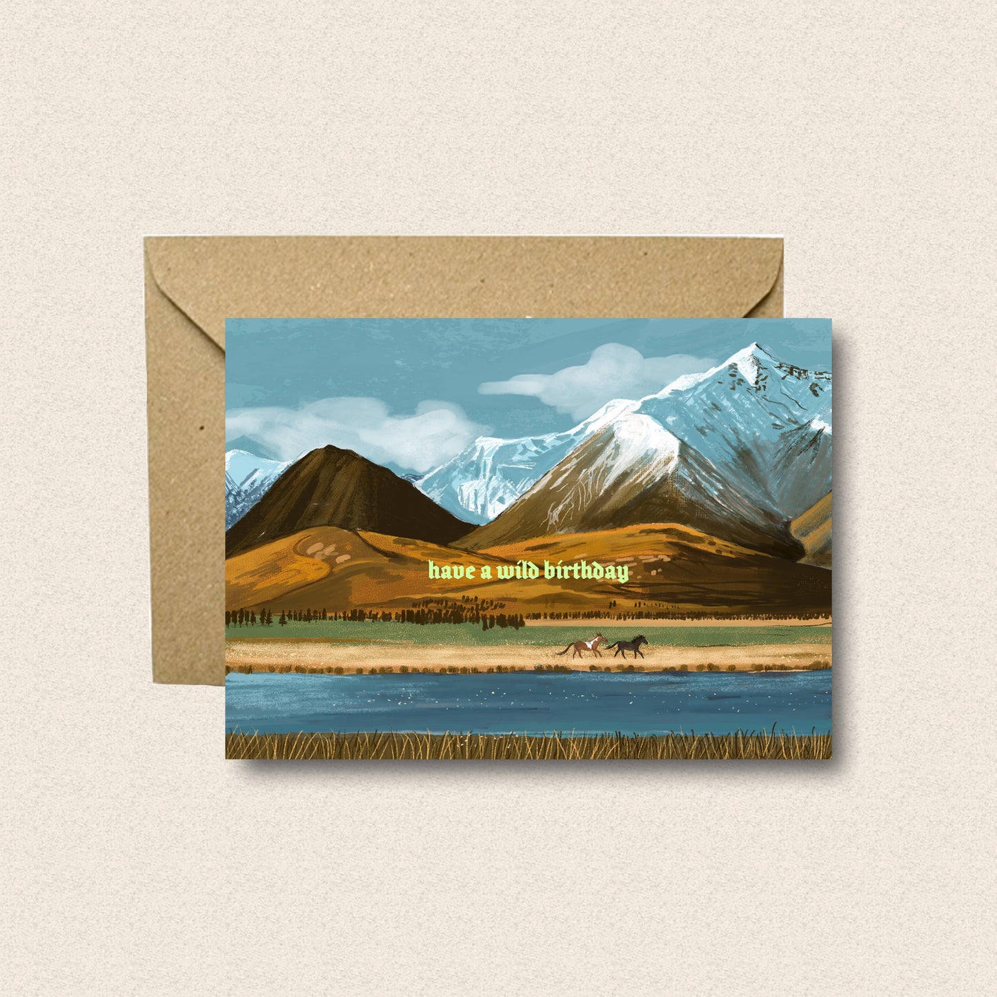 Happy Birthday Wild Horses Card: Biodegradable Cello Bags