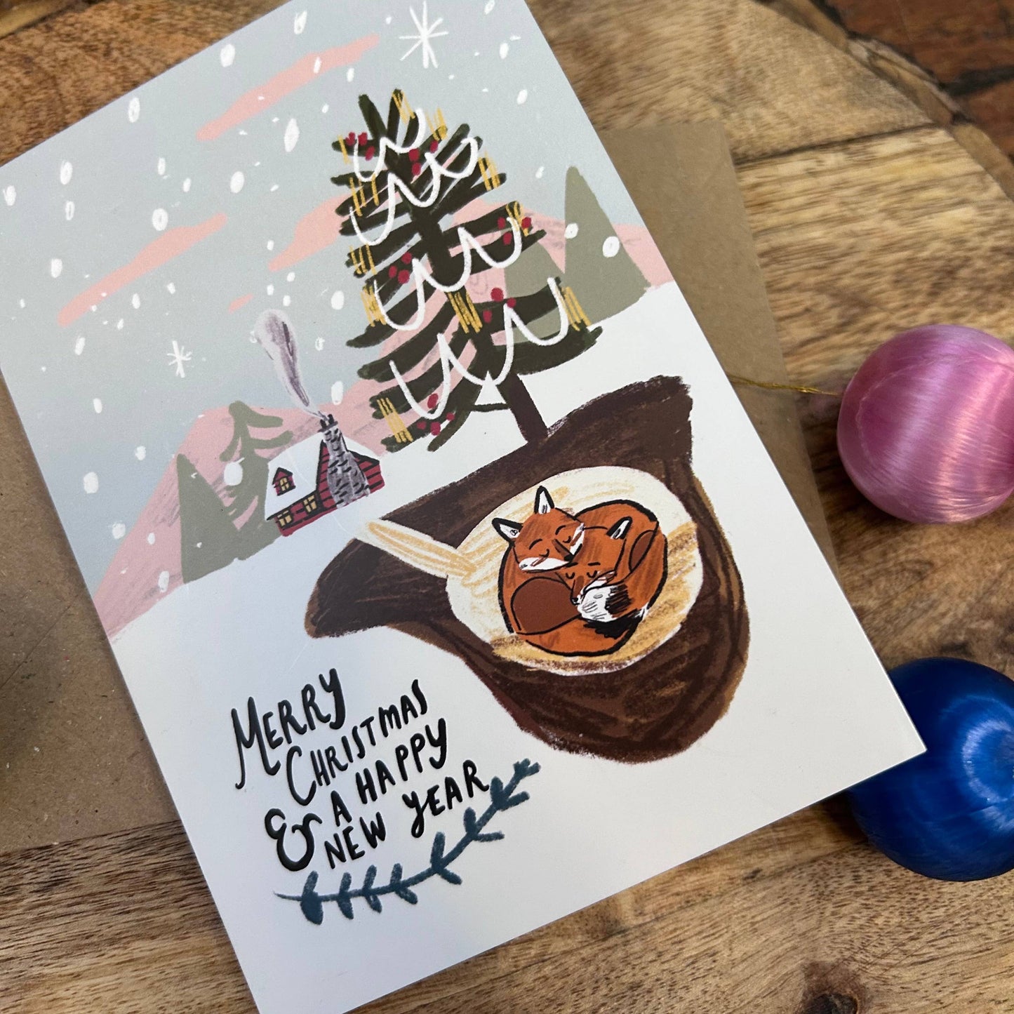 Merry Christmas foxes card