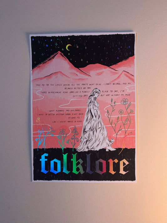 Taylor Swift Lakes  A4 Holographic Art Print