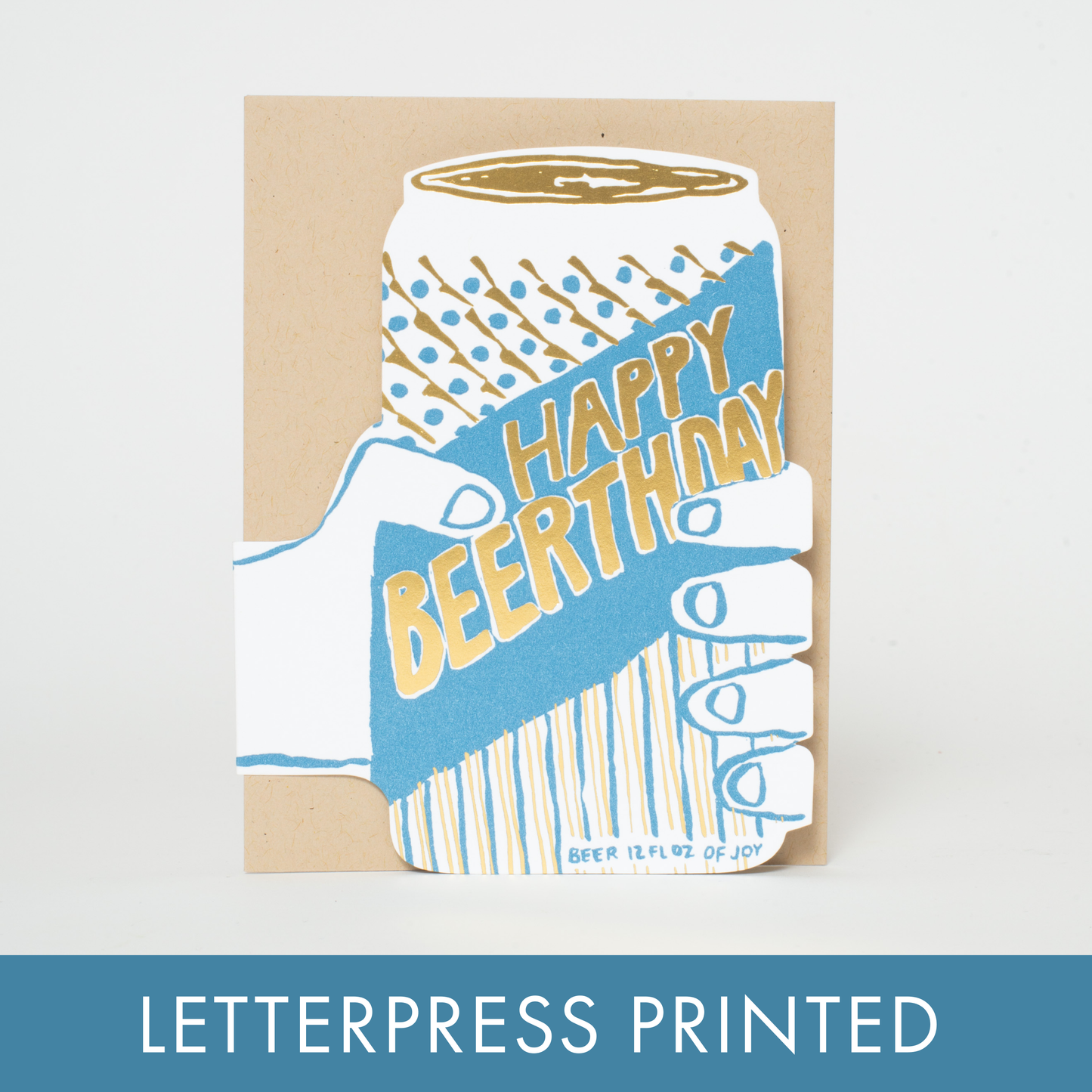 Beer Can Birthday Letterpress Greeting Card by