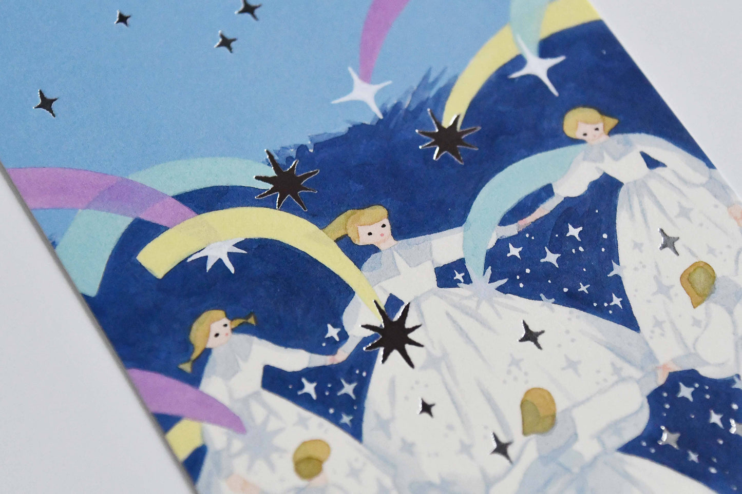 Yuka Hiragi Japanese illustrator Emboss Postcard - Collecting star