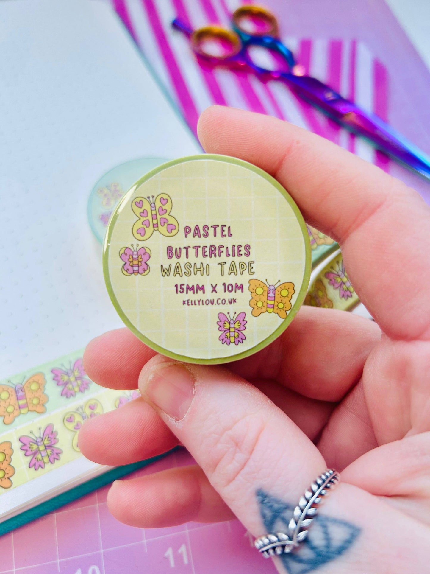 Spring Butterflies - Vertical Washi Tape: Pastel Yellow