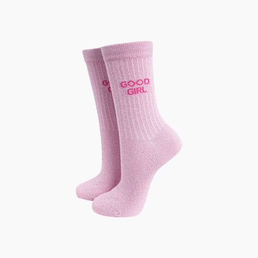 Good Girl Combed Cotton Glitter Socks in Light Pink: UK 3-7 | EU 36-40 | US 5-9