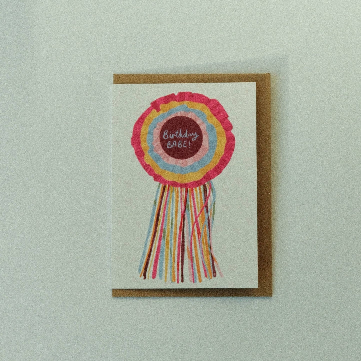 Birthday Babe Rosette Illustrated greetings card