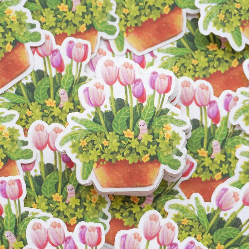 Worm tulip  Matte Vinyl Sticker
