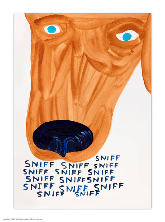 Funny A6 Art Postcard by David Shrigley - Sniff Sniff Sniff
