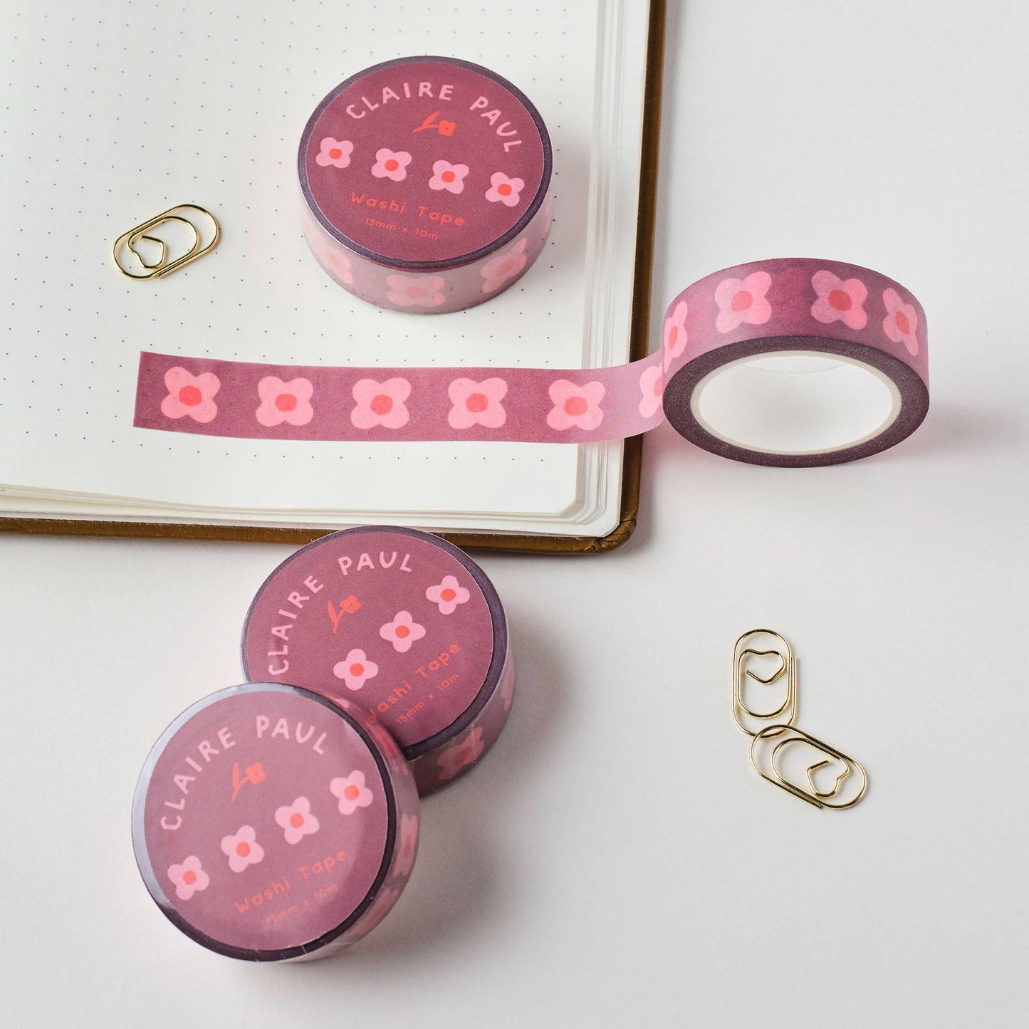 Pink Block Flower Washi Tape