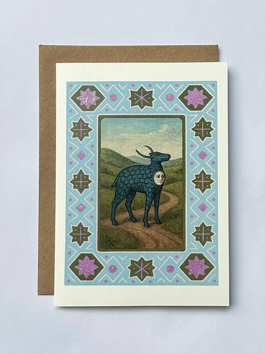 Path Of The Moon Beast - Glitter Embellished Greeting Card 