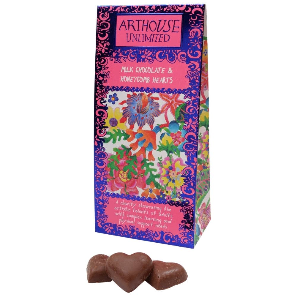 Floral Tropicana, Milk Chocolate and Honeycomb Crunch Chocolate Hearts