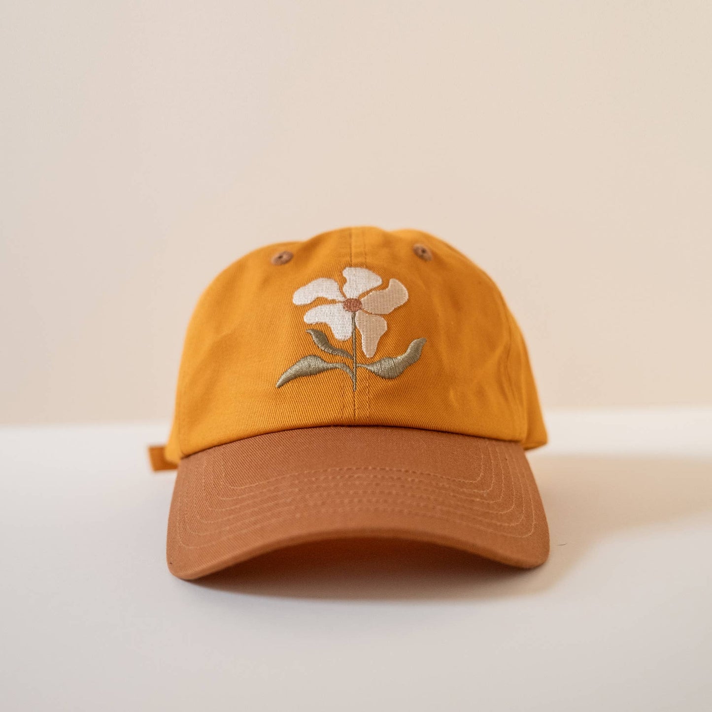 Flower embroidered cap