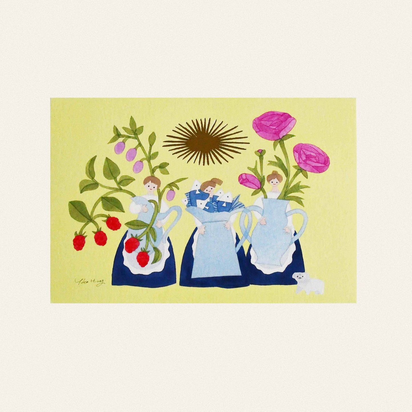 Yuka Hiragi Japanese illustrator Emboss Postcard - Rich fruits