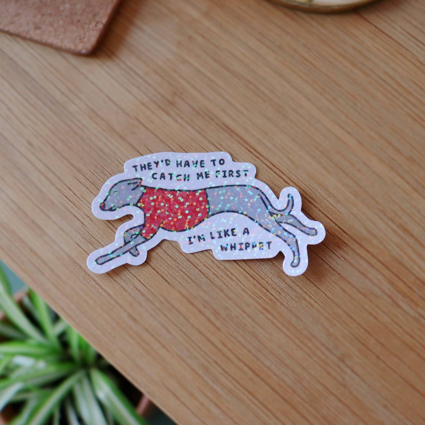 Whippet Vinyl Sticker | Sparkly Laptop Sticker