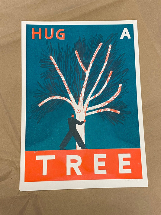 Hug a Tree riso print (A3)