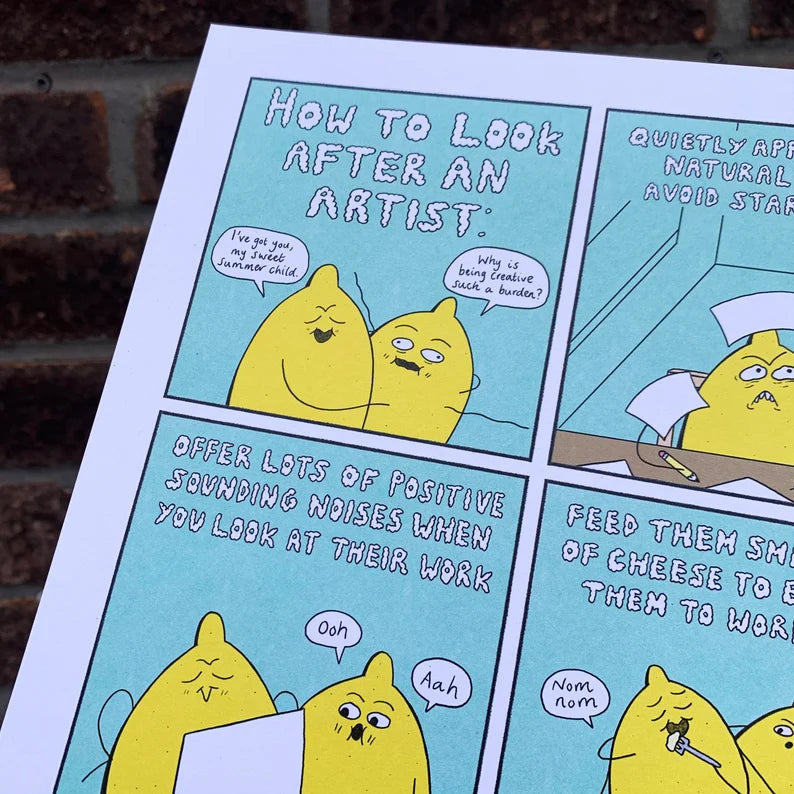 How to Look After an Artist A4 Lemon Print
