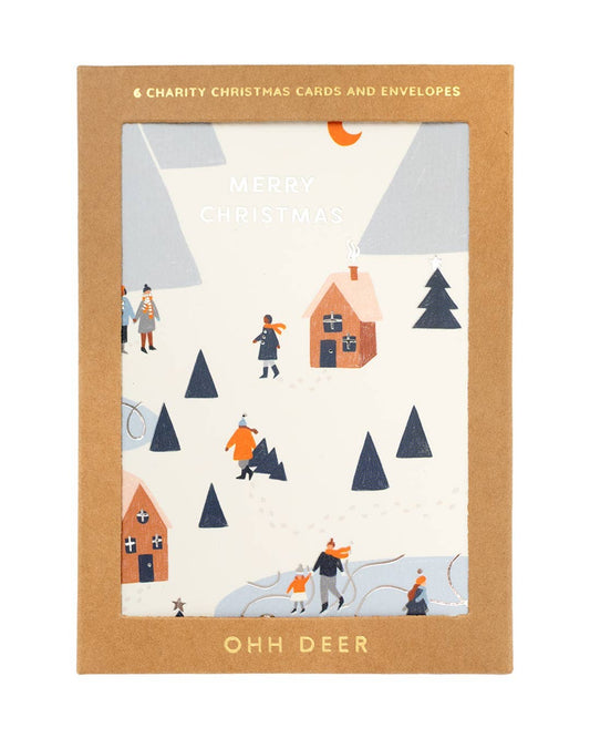 Charity Ski Houses Christmas Card Set - Pack of 6