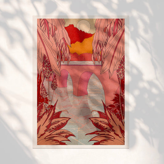 'Palm Bridge' A3 Art Print